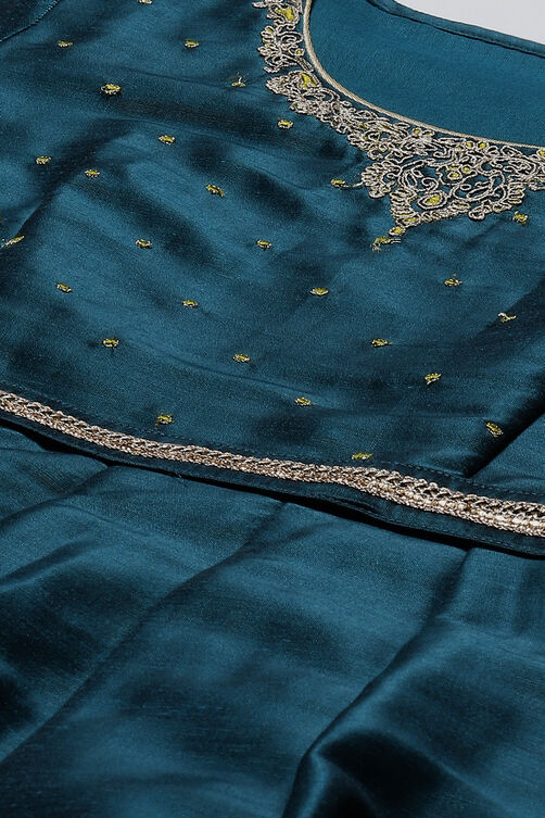 Teal Green Poly Cotton Kalidar Suit Set image number 1
